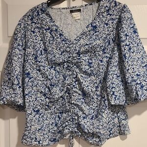 Cato Blue and White Floral Blouse